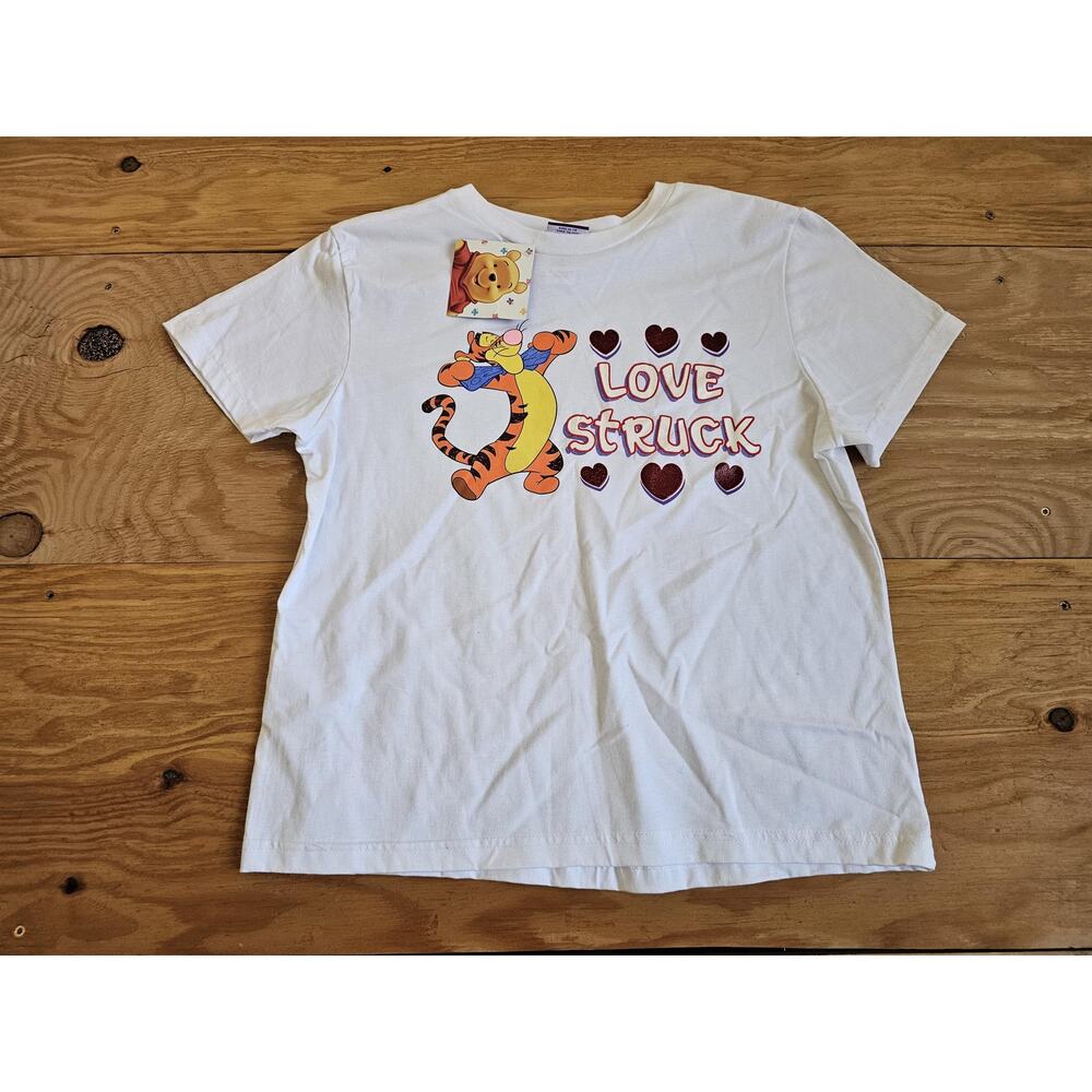 Tigger From Winnie the Pooh T-Shirt, Love Struck, White Womens Sz L 1990s New